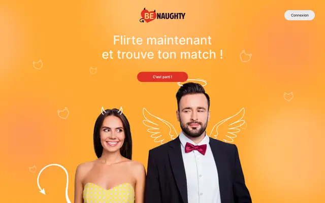 BeNaughty : page d'accueil (capture floutée)