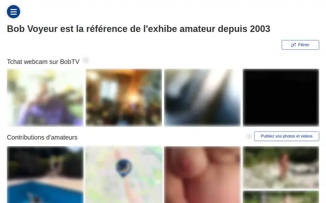 BobVoyeur : page d'accueil (capture floutée)