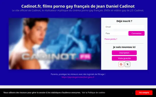 Cadinot : page d'accueil (capture floutée)