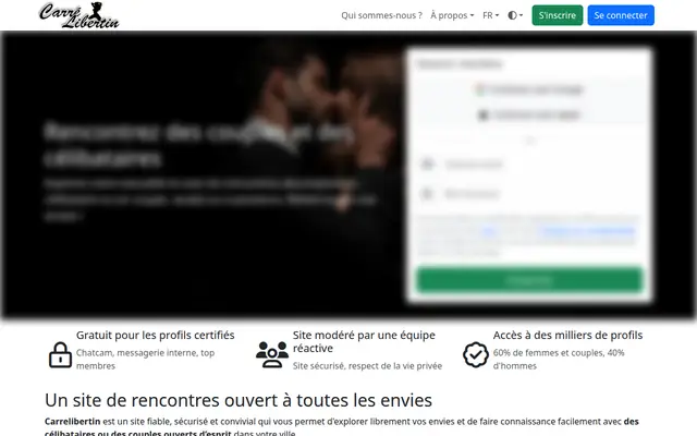 Carré Libertin : page d'accueil (capture floutée)