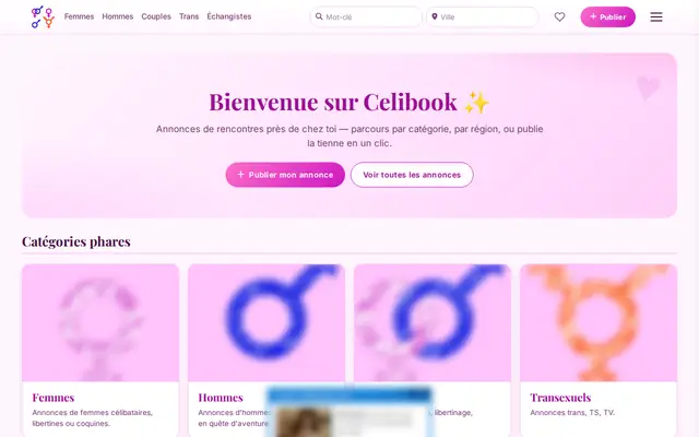 CeliBook : page d'accueil (capture floutée)