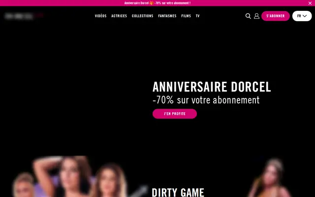 Dorcel Club : page d'accueil (capture floutée)
