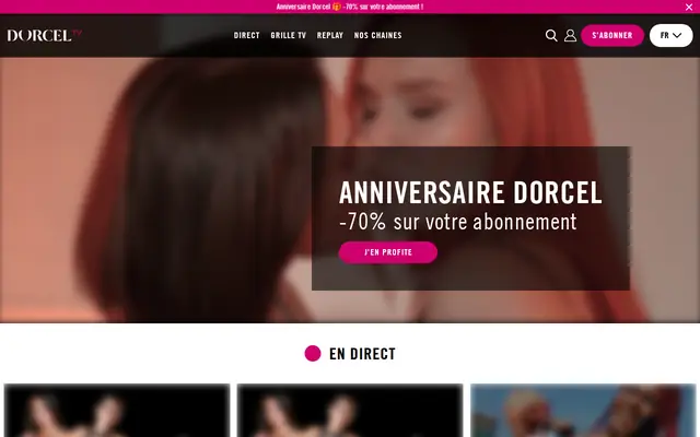 Dorcel TV : page d'accueil (capture floutée)