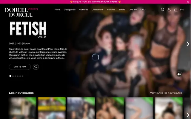 Dorcel Vision : page d'accueil (capture floutée)