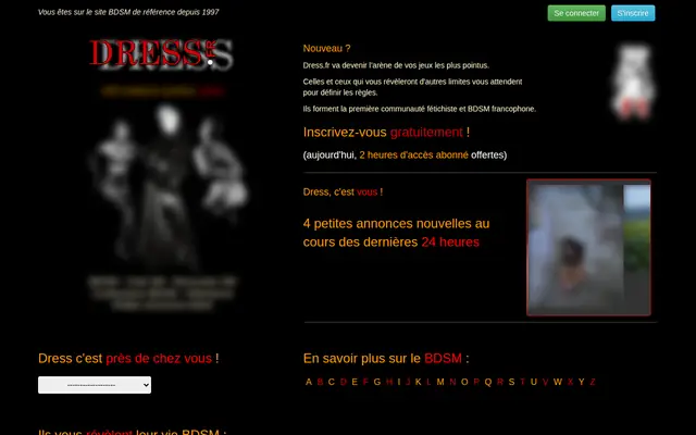 Dress.fr : page d'accueil (capture floutée)