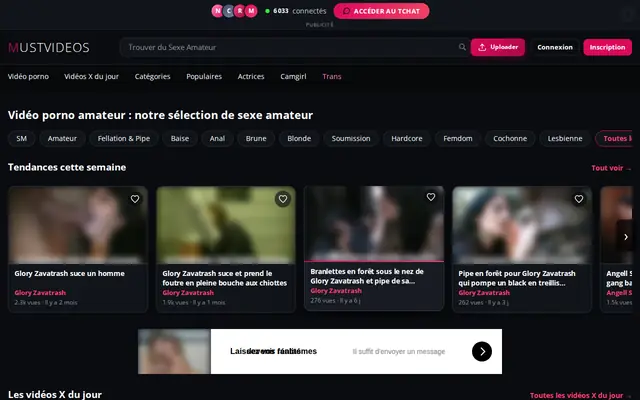 MustVideos : page d'accueil (capture floutée)