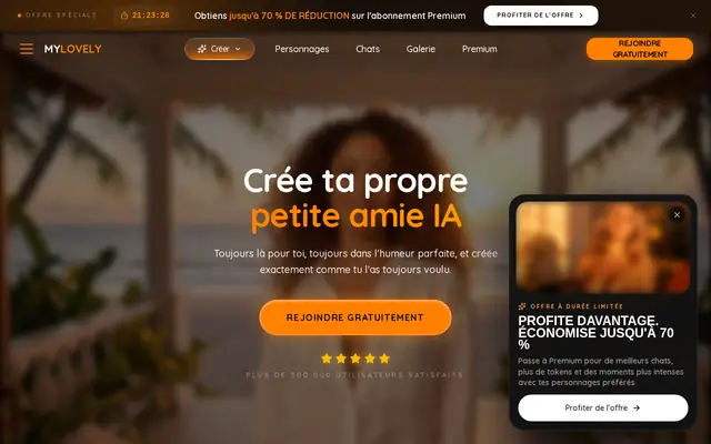 My Lovely AI : page d'accueil (capture floutée)