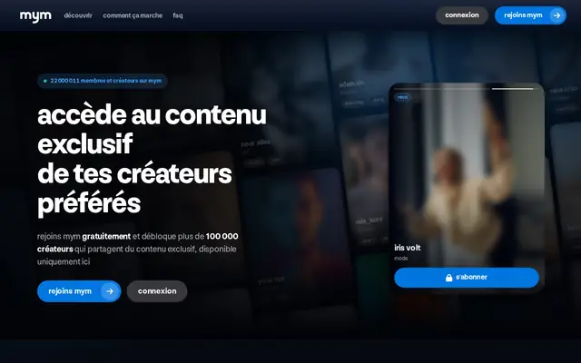 MYM : page d'accueil (capture floutée)