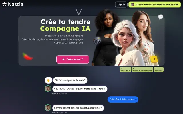 Nastia AI : page d'accueil (capture floutée)