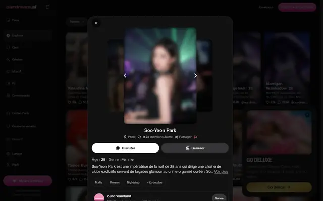 OurDream AI : page d'accueil (capture floutée)