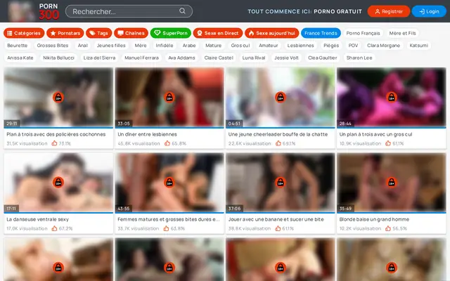 Porn300 : page d'accueil (capture floutée)
