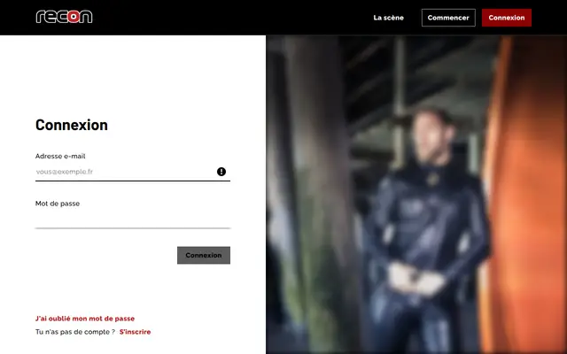 Recon : page d'accueil (capture floutée)
