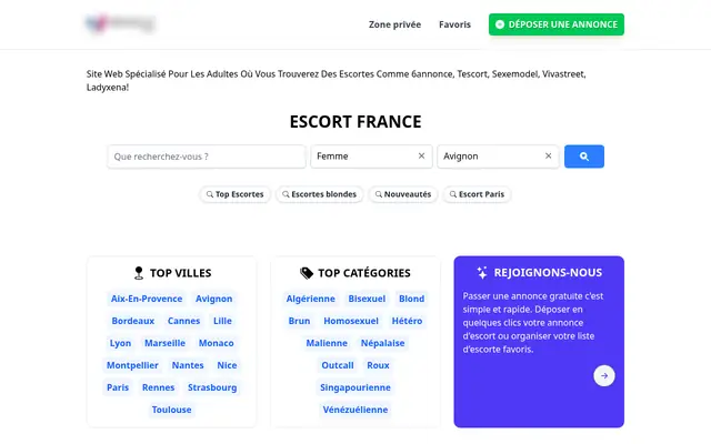 Renole : page d'accueil (capture floutée)