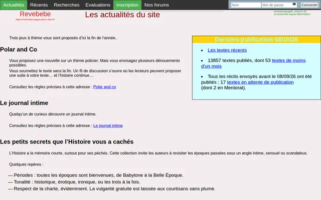 Rêvebébé : page d'accueil (capture floutée)