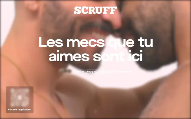 SCRUFF : page d'accueil (capture floutée)