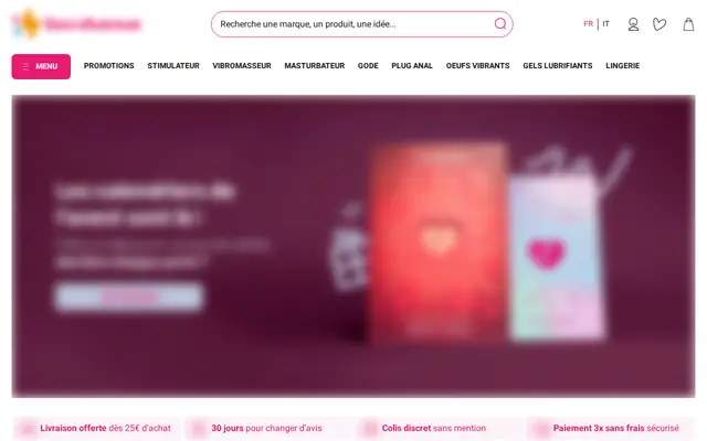 SexyAvenue : page d'accueil (capture floutée)