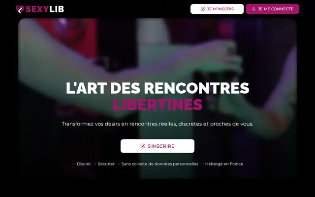 SexyLib : page d'accueil (capture floutée)