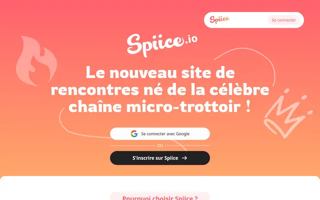 Spiice : page d'accueil (capture floutée)