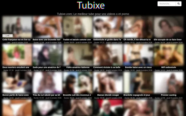 Tubixe : page d'accueil (capture floutée)
