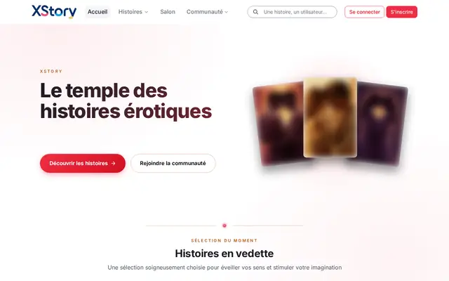 XStory : page d'accueil (capture floutée)